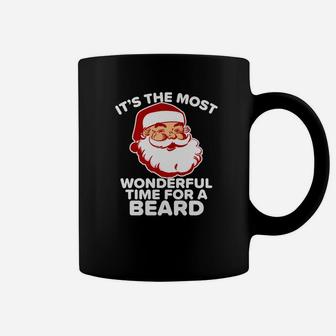 Mens Funny Santa Beard Wonderful Time For A Beard Vintage Coffee Mug - Seseable
