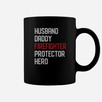 Mens Husband Daddy Firefighter Dad Fireman Hero Fathers Day Gifts Premium Coffee Mug - Seseable