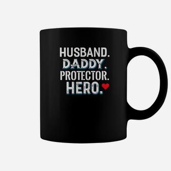 Mens Husband Daddy Protector Hero Shirt Proud Father Dad Coffee Mug - Seseable