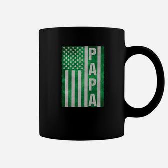 Mens Irish American Proud Papa Flag St Patricks Day Gifts Coffee Mug - Seseable