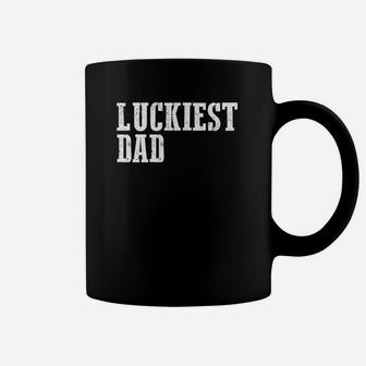 Mens Luckiest Dad St Patricks Day Funny Coffee Mug - Seseable