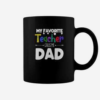 Mens My Favorite Teacher Calls Me Dad Fathers Day Plaid Gift Premium Coffee Mug - Seseable