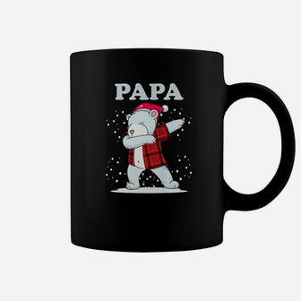 Mens Papa Bear Matching Family Dabbing Bear Red Plaid Coffee Mug - Seseable