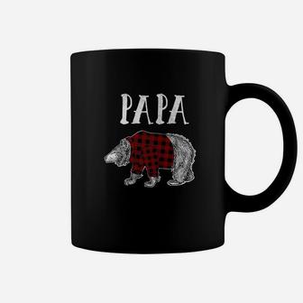 Mens Papa Bear Plaid Lumberjack Flannel Mens Shirt Papa Bear Gift Coffee Mug - Seseable