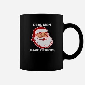 Mens Real Men Have Beards Funny Santa Bearded Christmas Coffee Mug - Seseable