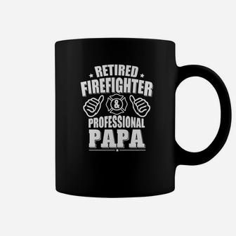 Mens Retired Firefighter Papa Retirement Coffee Mug - Seseable