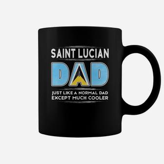 Mens Saint Lucia Dad Is Cooler Promoted To Daddy Coffee Mug - Seseable