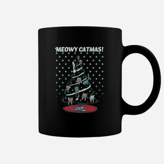 Meowy Christmas Cat Tree Ugly Merry Crazy Funny Gift Coffee Mug - Seseable