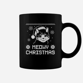 Meowy Christmas Tshirt Funny Cat Christmas Shirts Funny Meowy Ugly Christmas Sweatshirts Coffee Mug | Seseable CA