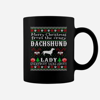 Merry Christmas Dachshund Dog Lady Ugly Sweater Coffee Mug - Seseable