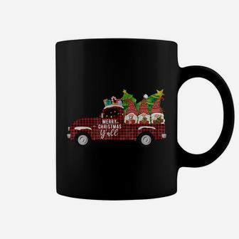 Merry Christmas Gnomes Red Plaid Truck Xmas Tree Happy Vacation Coffee Mug - Seseable