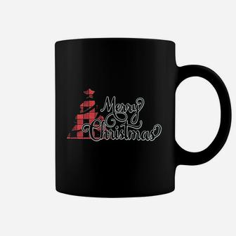 Merry Christmas Women Plaid Christmas Tree Coffee Mug - Seseable