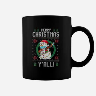 Merry Christmas Yall Snowman Dabbing Ugly Coffee Mug - Seseable
