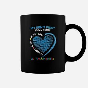 Mom Dad Heart My Sons Fight Is My Fight Coffee Mug - Seseable
