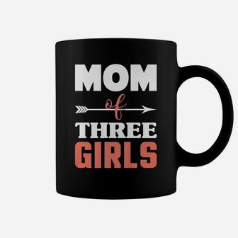Mom Of Three Girls Mothers Day Three Kids Mommy Coffee Mug - Seseable