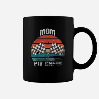 Mom Pit Crew Race Car Chekered Flag Vintage Racing Coffee Mug - Seseable