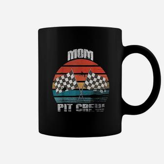Mom Pit Crew Race Car Chekered Flag Vintage Racing Party Coffee Mug - Seseable
