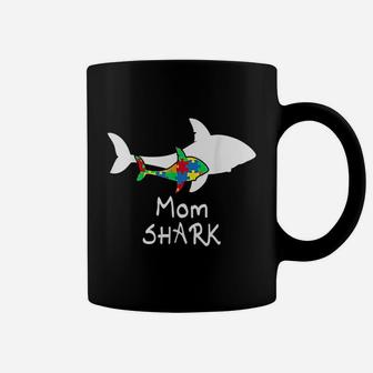 Mom Shark Puzzle Piece Cool Awareness Gift Coffee Mug - Seseable