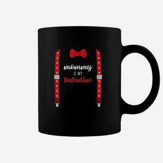 Mommy Is My Valentine Heart Mom Suspenders Bow Tie Coffee Mug | Seseable CA