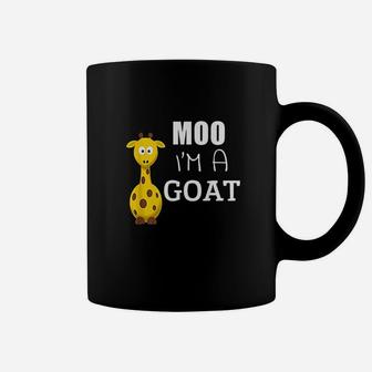 Moo I Am A Goat Funny Cartoon Giraffe Graphic Ironic Coffee Mug - Seseable