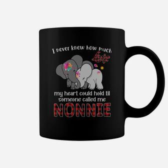 Mothers Day Nonnie Cute Elephants Love Gift Coffee Mug - Seseable