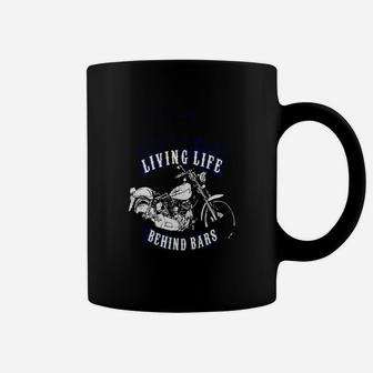 Motorcycle Shirt Outlaws Crazy Wild Living Life Behind Bars Coffee Mug - Seseable