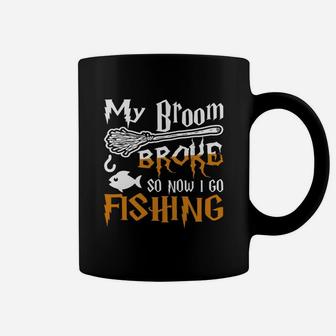 My Broom Broke So Now I Go Fishing Halloween Coffee Mug - Seseable