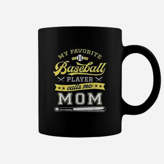 My Favorite Baseball Player Calls Me Mom Baseball Mom Gift Coffee Mug - Seseable