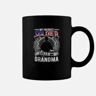 My Favorite Soldier Calls Me Grandma Proud Army Grandmother Coffee Mug - Seseable