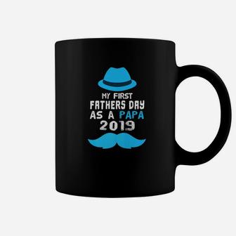 My First Fathers Day As A Papa New Grandpa 2019 Gift Premium Coffee Mug - Seseable