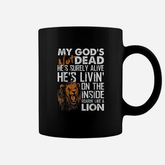 My God Not Dead Lion Christian Christ Cross Faith Coffee Mug - Seseable