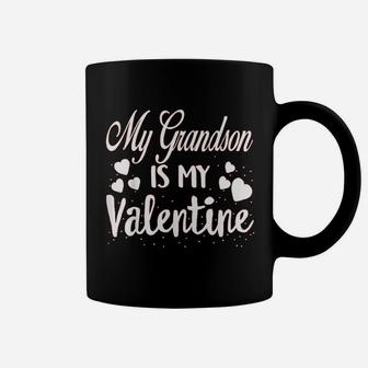 My Grandson Is My Valentine Grandma Kids Valentines Day Red Coffee Mug - Seseable