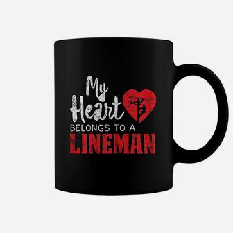 My Heart Belongs To A Electric Lineman Gift Coffee Mug - Seseable