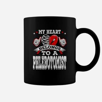 My Heart Belongs To A Phlebotomist Husband Wife Coffee Mug - Seseable