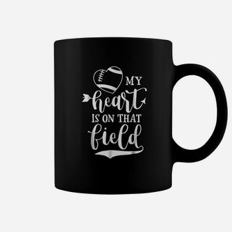 My Heart Is On That Field Football Mom And Dad Gift Coffee Mug - Seseable