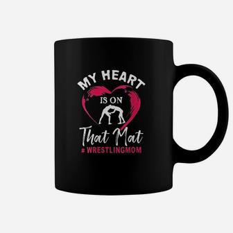 My Heart Is On That Mat Wrestling Mom Mothers Day Coffee Mug | Seseable UK