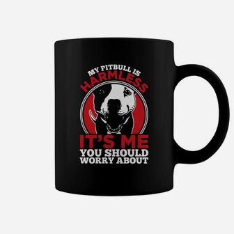 My Pitbull Is Harmless Grandpa Grandma Dad Mom Girl Boy Guy Lady Men Women Man Woman Dog Lover Coffee Mug - Seseable