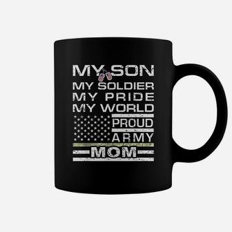My Son My Soldier Hero Proud Army Mom Usa Flag Coffee Mug - Seseable