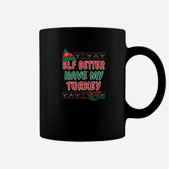 My Turkey Funny Ugly Sweater Christmas Gift Elf Coffee Mug - Seseable