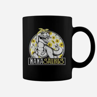 Nana Saurus Sunflower Dinosaur Italian Grandma T Rex Coffee Mug - Seseable