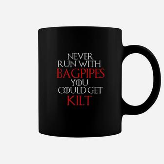 Never Run With Bagpipe Kilt Scotland Pride Gift Coffee Mug | Seseable CA