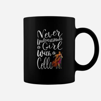 Never Underestimate A Girl With A Cello Cool Gift For Girls Coffee Mug - Seseable