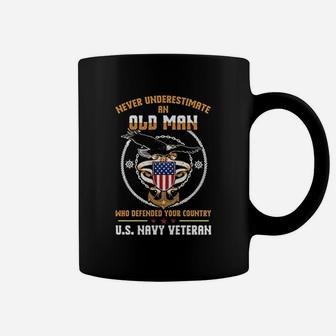 Never Underestimate An Old Man Us Navy Military Veteran Gift Coffee Mug - Seseable