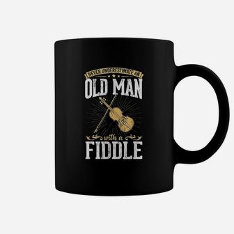 Never Underestimate An Old Man With A Fiddle Design Musical Coffee Mug - Seseable