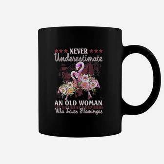 Never Underestimate An Old Woman Who Loves Flamingo Coffee Mug - Seseable