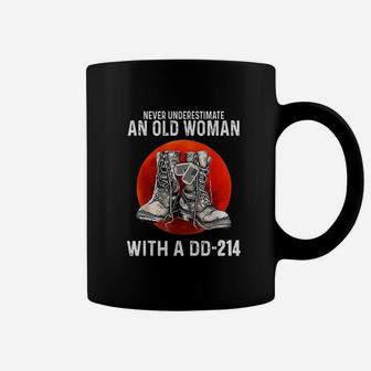 Never Underestimate An Old Woman With A Dd214 Funny Veteran Coffee Mug - Seseable