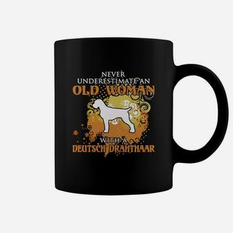 Never Underestimate An Old Woman With A Deutsch Drahthaar Dog Lover Coffee Mug - Seseable