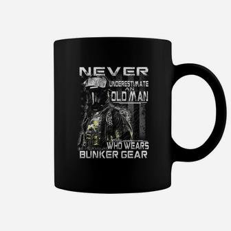 Never Underestimate Old Man Wear Bunker Gear Coffee Mug - Seseable