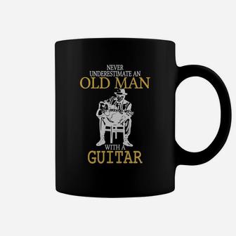 Never Underestimate Old Man With Guitar Degree Coffee Mug - Seseable
