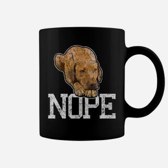 Nope Lazy Rhodesian Ridgeback Dog Puppy Distressed Coffee Mug - Seseable